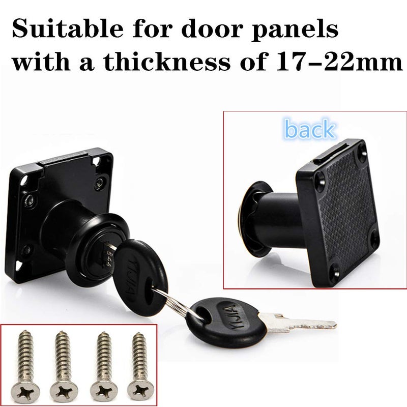 Baoxr Boolian Drawer Lock + Door Puncher Set Desk Letter Door Lock Model CT-138-22 (Opening Diameter 0.75 inch / 19MM) Suitable for Door Panel Thickness of 17 mm-22 mm. 1 Set [Black] - Image 2